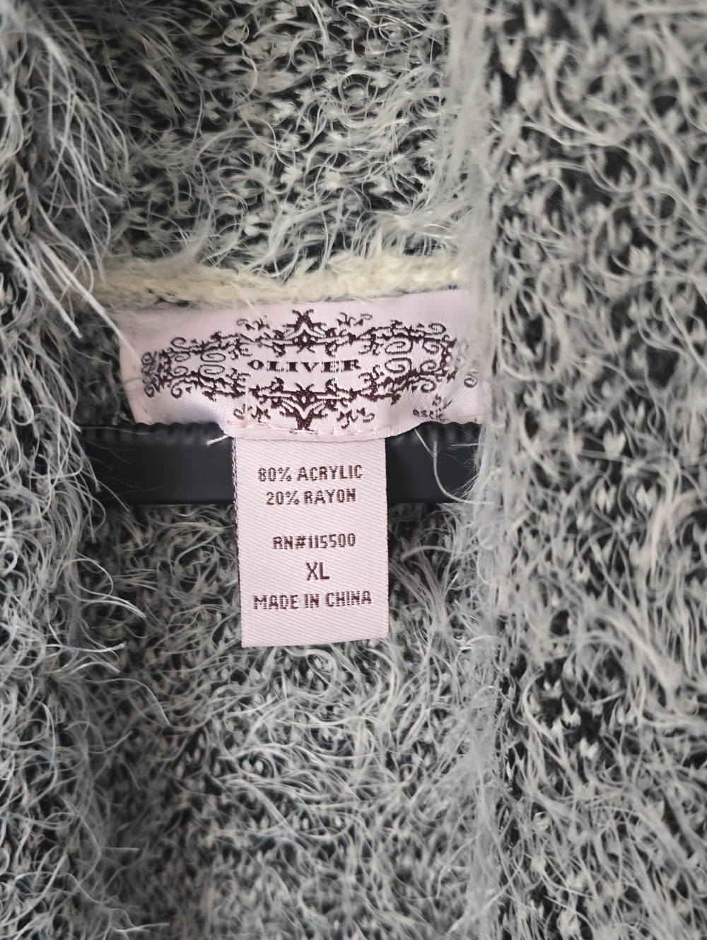 Women's Fuzzy Leopard Ombre Open Cardigan Sweater - Gray/Black - Picture 2 of 5